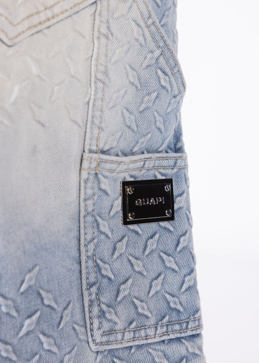 GUAPI Aqua Blue Steel Plate Carpenter Shorts