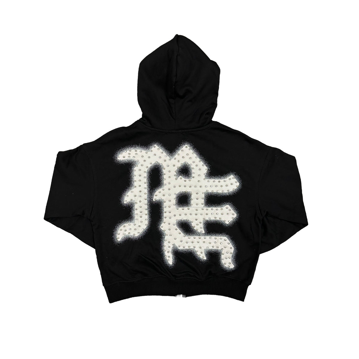 MIXED EMOTION BLACK END RHINESTONE HOODIE