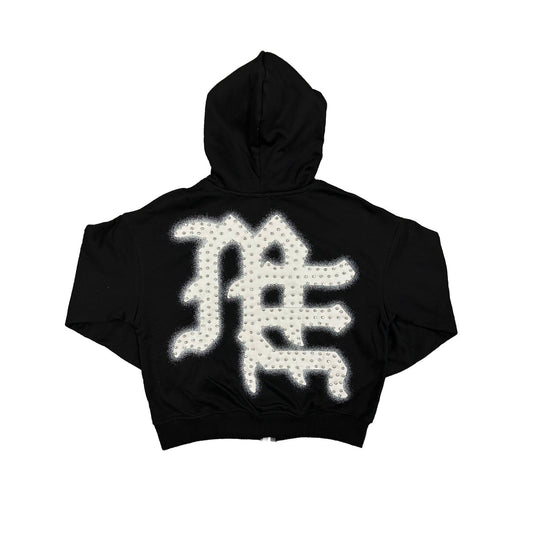 MIXED EMOTION BLACK END RHINESTONE HOODIE