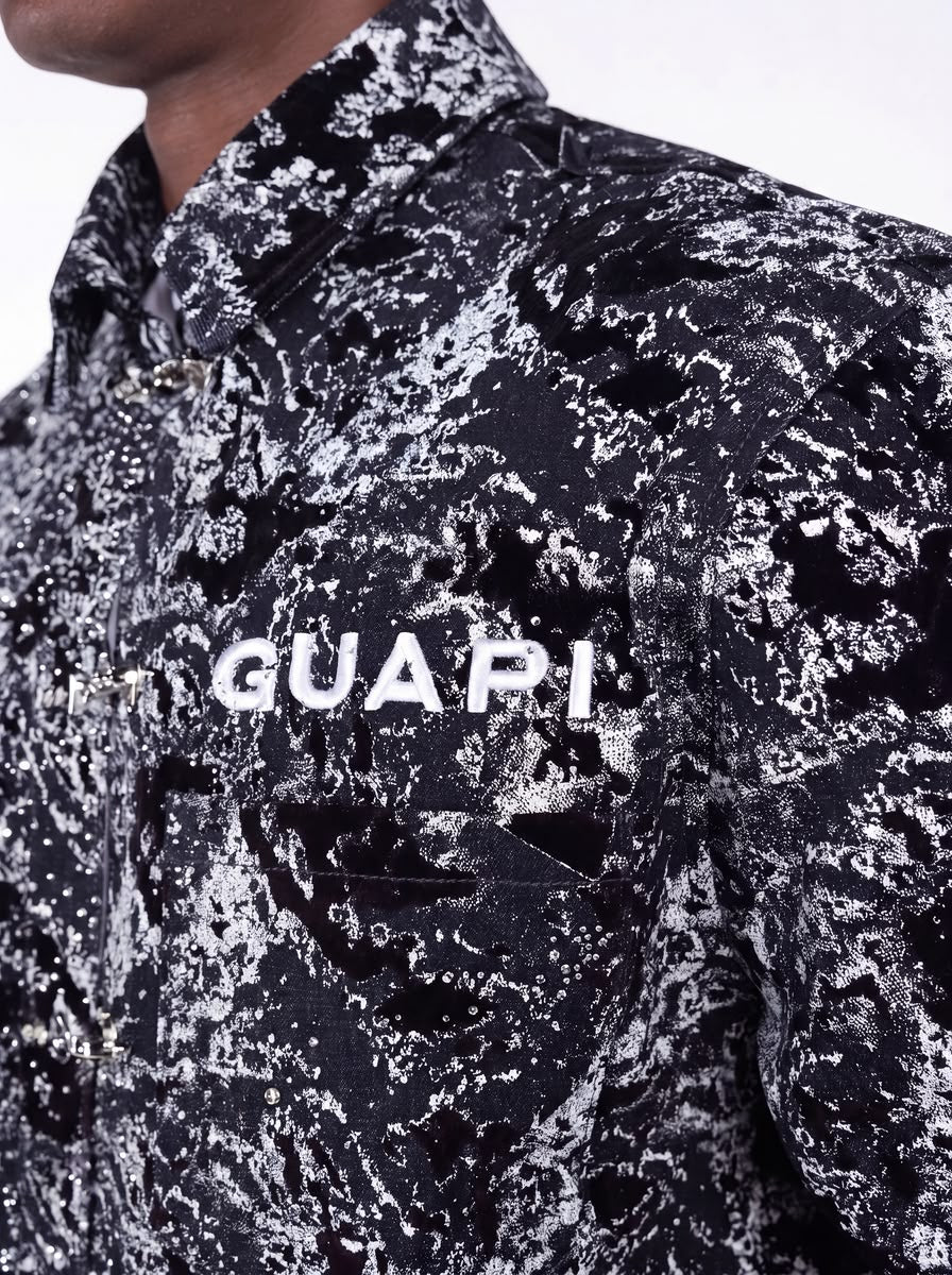GUAPI Obsidian Black Laser Velvet Shirt