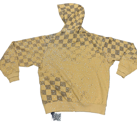 GUAPI TAN CHECKERBOARD ZIP HOODIE