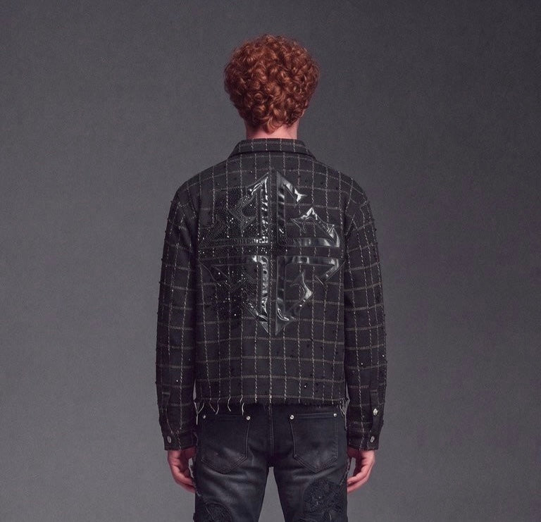 GUAPI OBSIDIAN BLACK GRID TOGGLE SHIRT