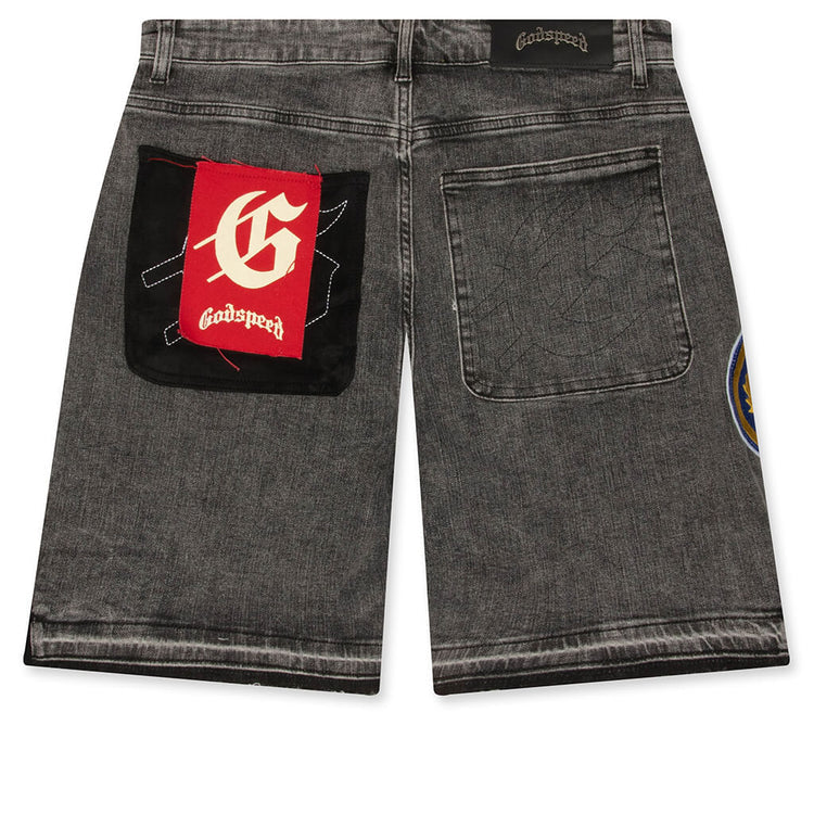 Godspeed New York PATCHWORK DENIM SHORTS V2-Grey