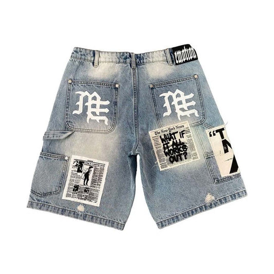 Mixed EMOTIONS AI DENIM SHORTS BLUE