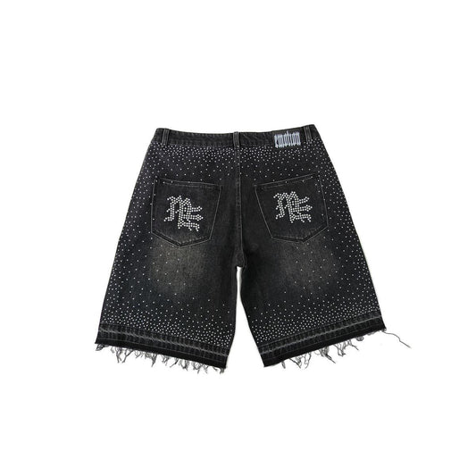 MIXED EMOTION ME RHINESTONE DENIM SHORT BLACK
