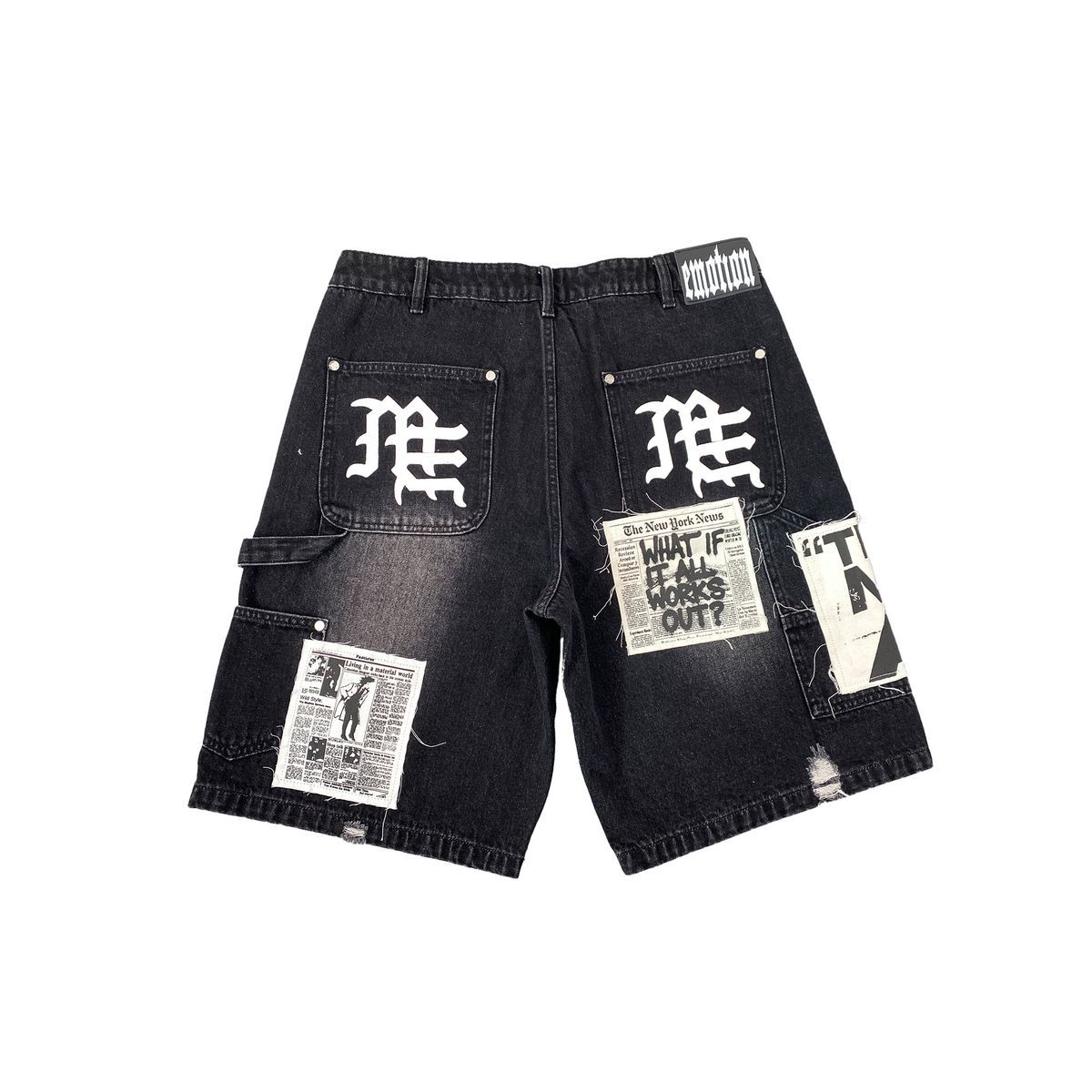 MIXED EMOTION BLACK AI DENIM SHORTS