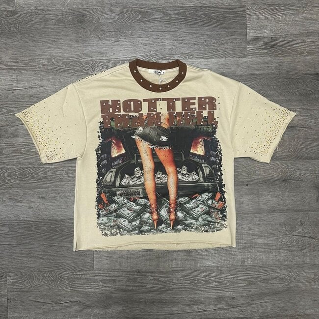 BKYS BKYS "Hotter Than Hell" Crop Tee Beige