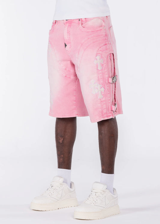 GUAPI French Rose Cross Buckle Shorts