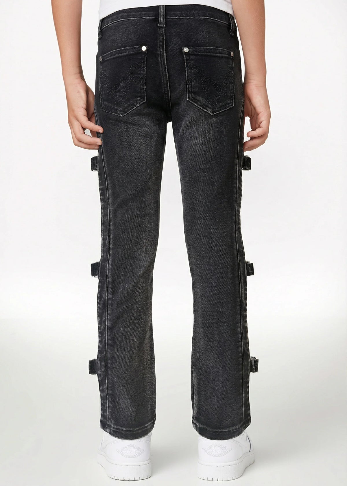 GUAPI Obsidian Black Cross Buckle Kids Denim
