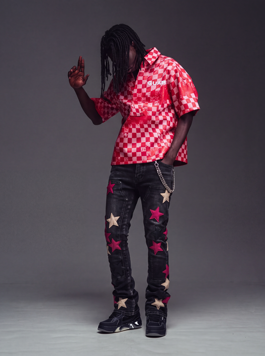 GUAPI Wine Red Stars Denim
