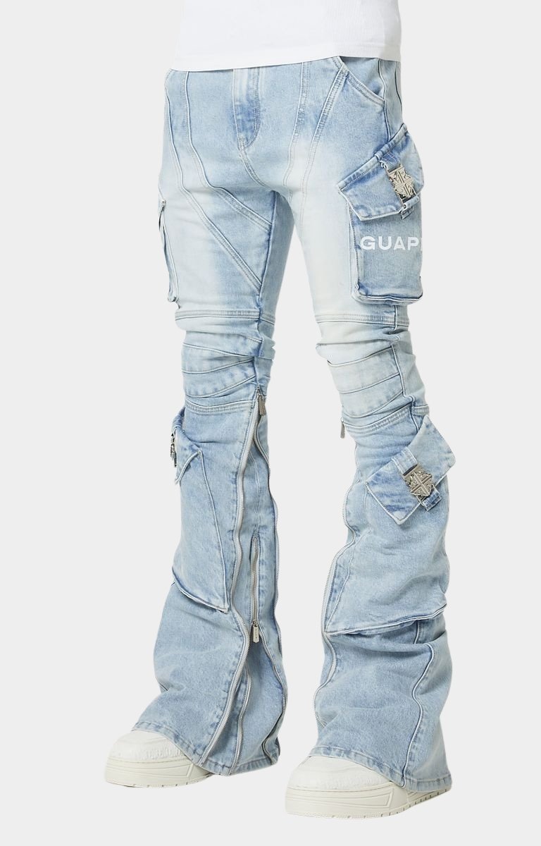 GUAPI AQUA BLACK OPS CARGO DENIM – STACKED JEANS