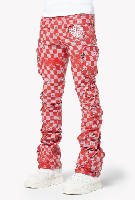 GUAPI Obsidian RED Checkerboard Leather Pant