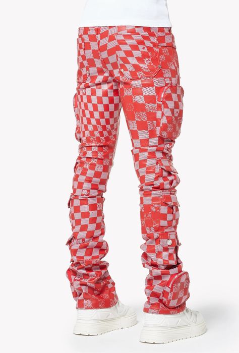 GUAPI Obsidian RED Checkerboard Leather Pant
