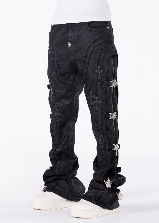 Guapi 'Black Cross Buckle' Stacked Premium Denim