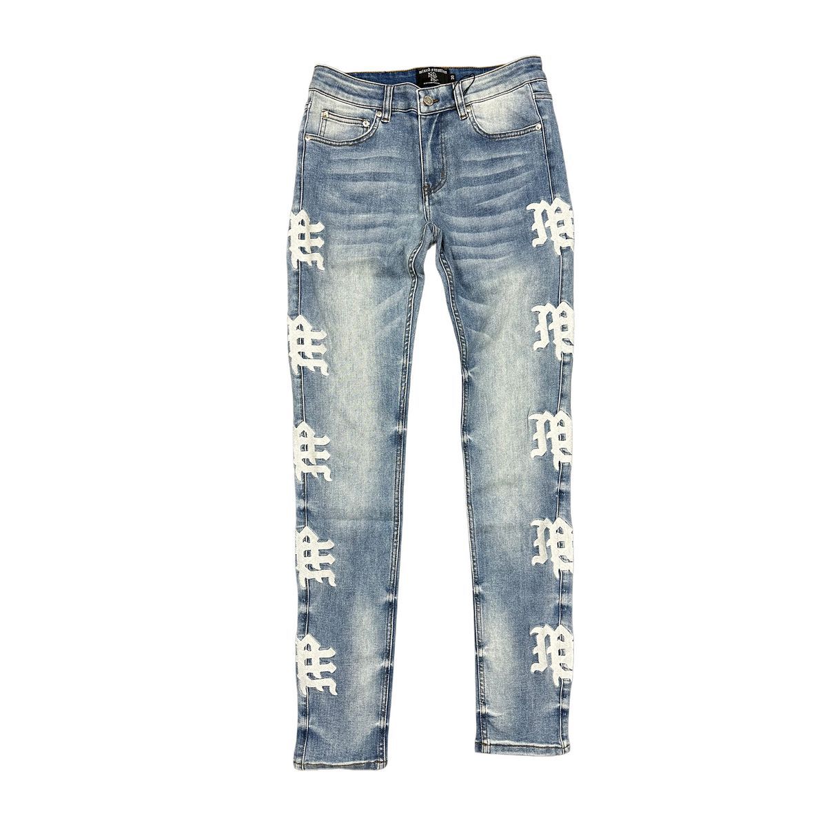 Mixed Emotion “Monogram Denim Jeans Blue Wash”
