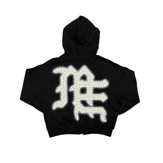 Black end rhinestone hoodie