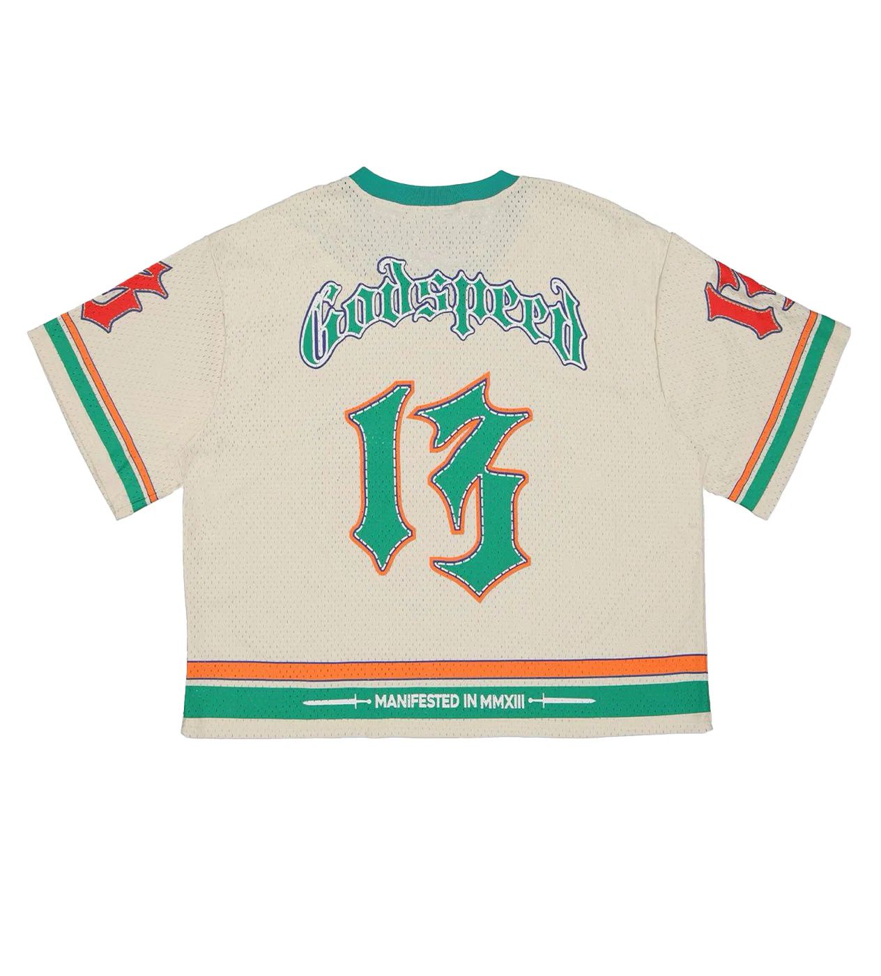 Godspeed First Down Jersey- ‘Bone/Teal’