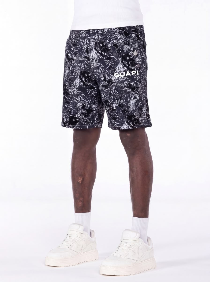 GUAPI Obsidian Black Laser Velvet Shorts