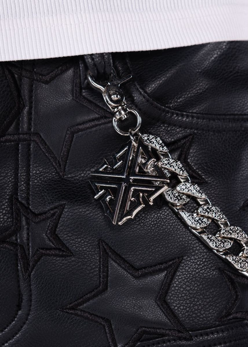 GUAPI LEATHER SHORTS OBSIDIAN BLACK STARS