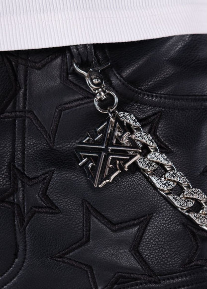 GUAPI LEATHER SHORTS OBSIDIAN BLACK STARS