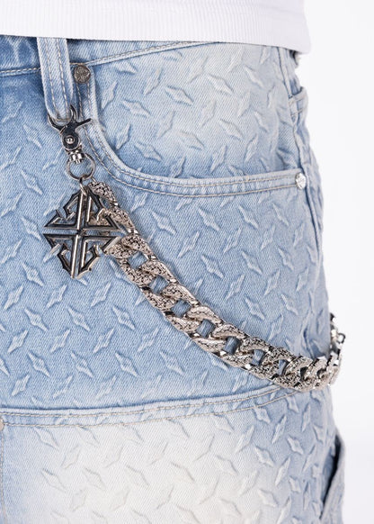 GUAPI Aqua Blue Steel Plate Carpenter Shorts
