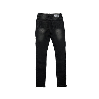 MIXED EMOTION JEANS MIDNIGHT MONOGRAM DENIM.