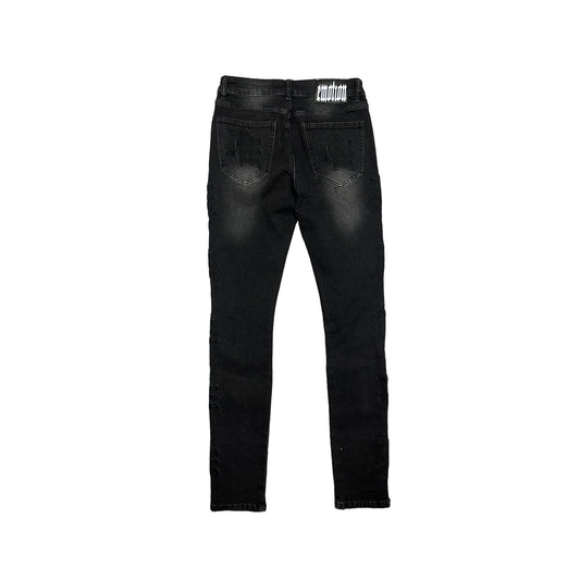 MIXED EMOTION JEANS MIDNIGHT MONOGRAM DENIM.