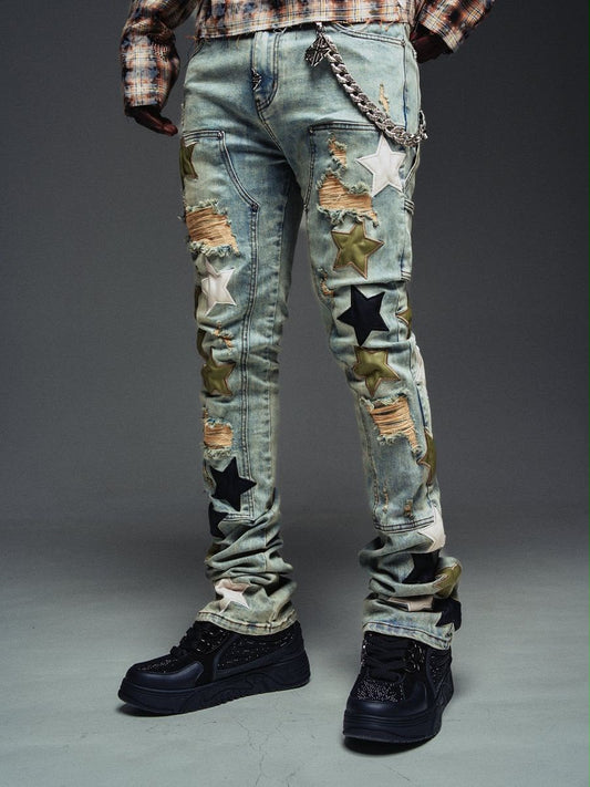 GUAPI Olive Green Vintage Stars Denim JEANS