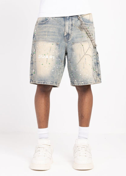 GUAPI EMERALD SPIDER DENIM SHORTS