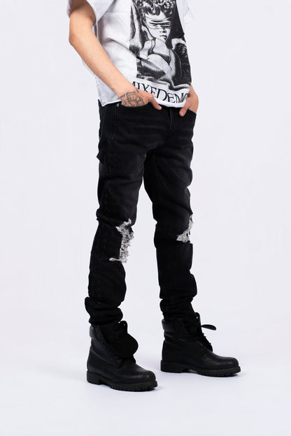 MIXED EMOTION JEANS MIDNIGHT MONOGRAM DENIM.
