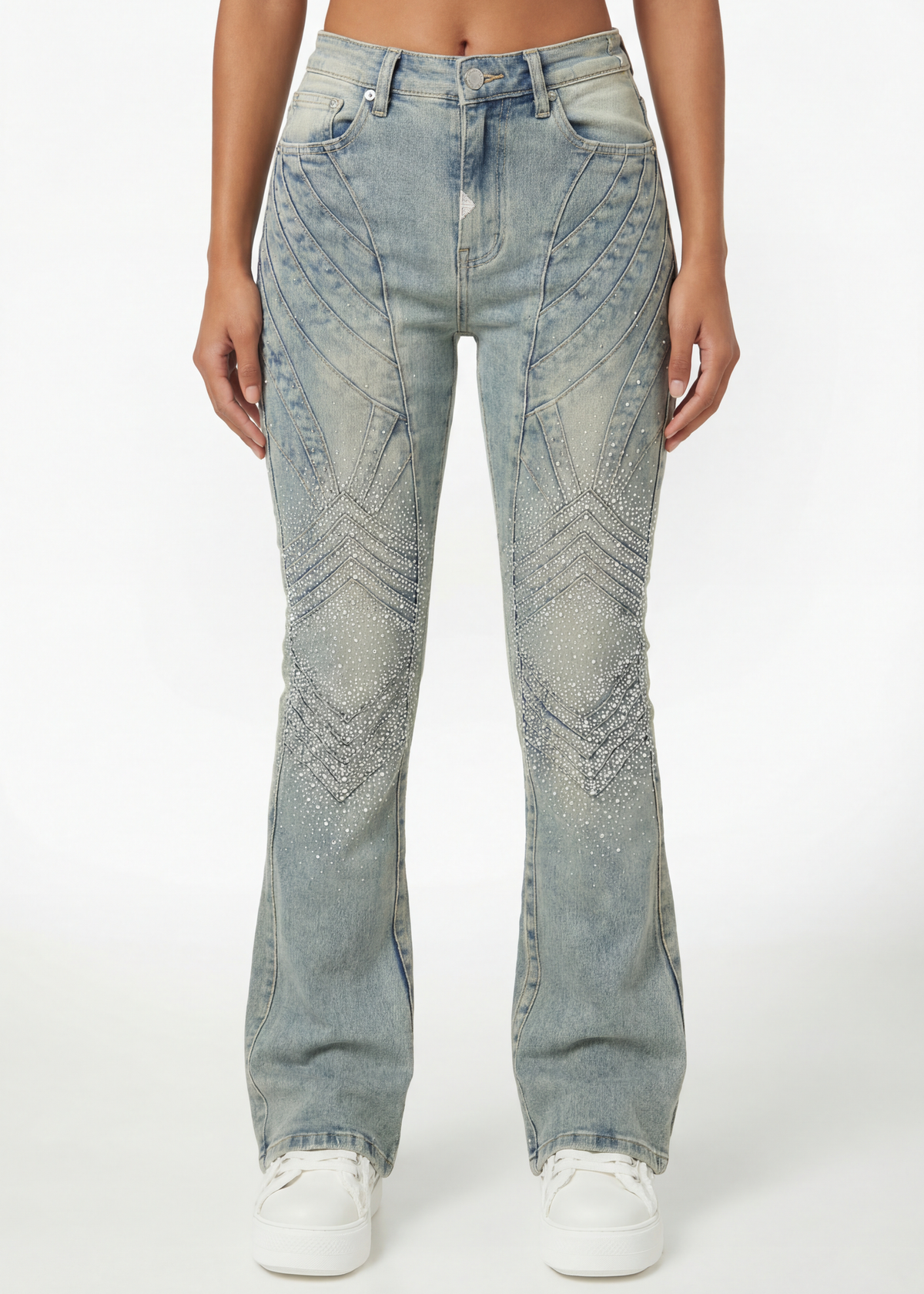 Guapi Vintage Blue Embellished Knight Denim