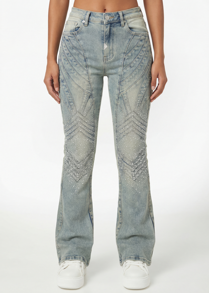Guapi Vintage Blue Embellished Knight Denim