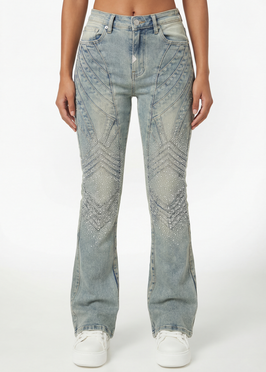 Guapi Vintage Blue Embellished Knight Denim
