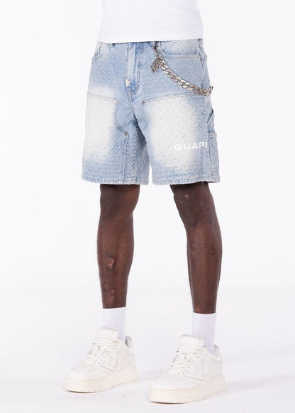 GUAPI Aqua Blue Steel Plate Carpenter Shorts