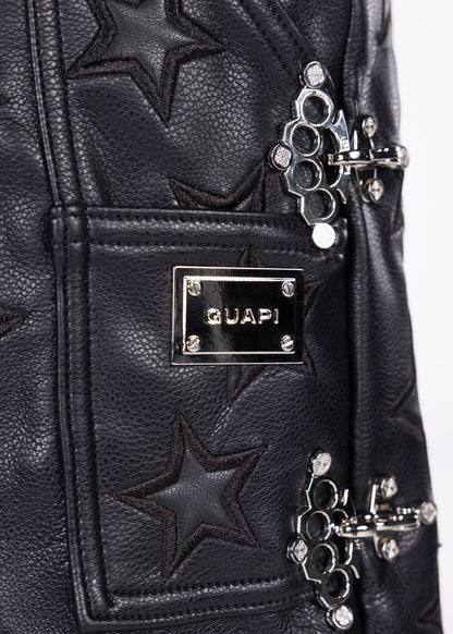 GUAPI LEATHER SHORTS OBSIDIAN BLACK STARS