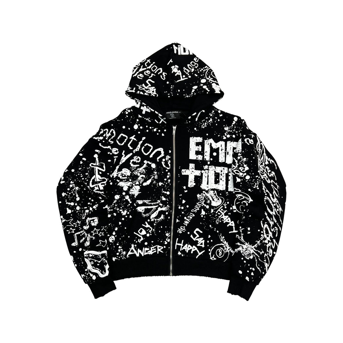 MIXED EMOTION BLACK GRAFFITI HOODIE