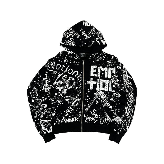 MIXED EMOTION BLACK GRAFFITI HOODIE