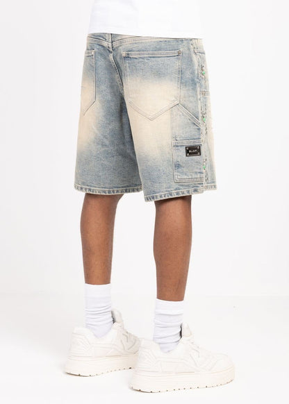 GUAPI EMERALD SPIDER DENIM SHORTS