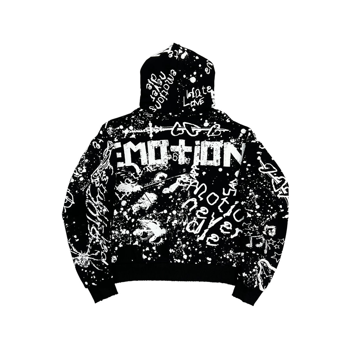 MIXED EMOTION BLACK GRAFFITI HOODIE