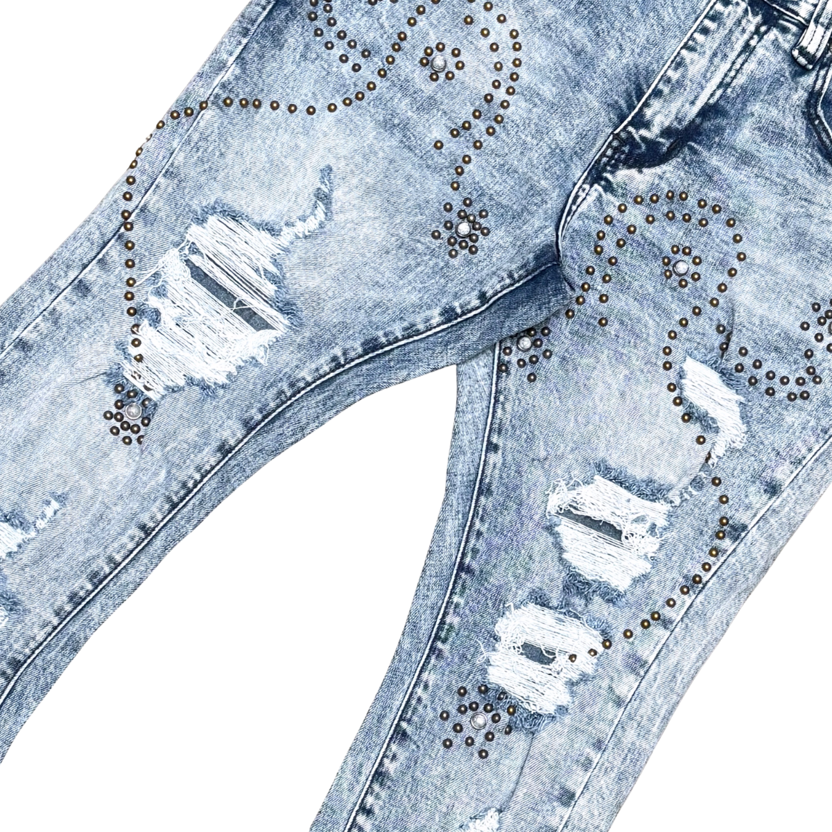 VICIOUS JEANS EMBELLISHED FLARE DENIM / WITH LIGHT STUDED