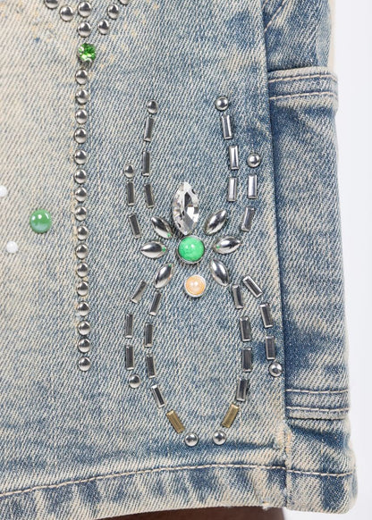 GUAPI EMERALD SPIDER DENIM SHORTS