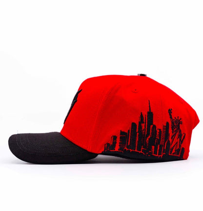 KEVIN HAT RED AND BLACK NY
