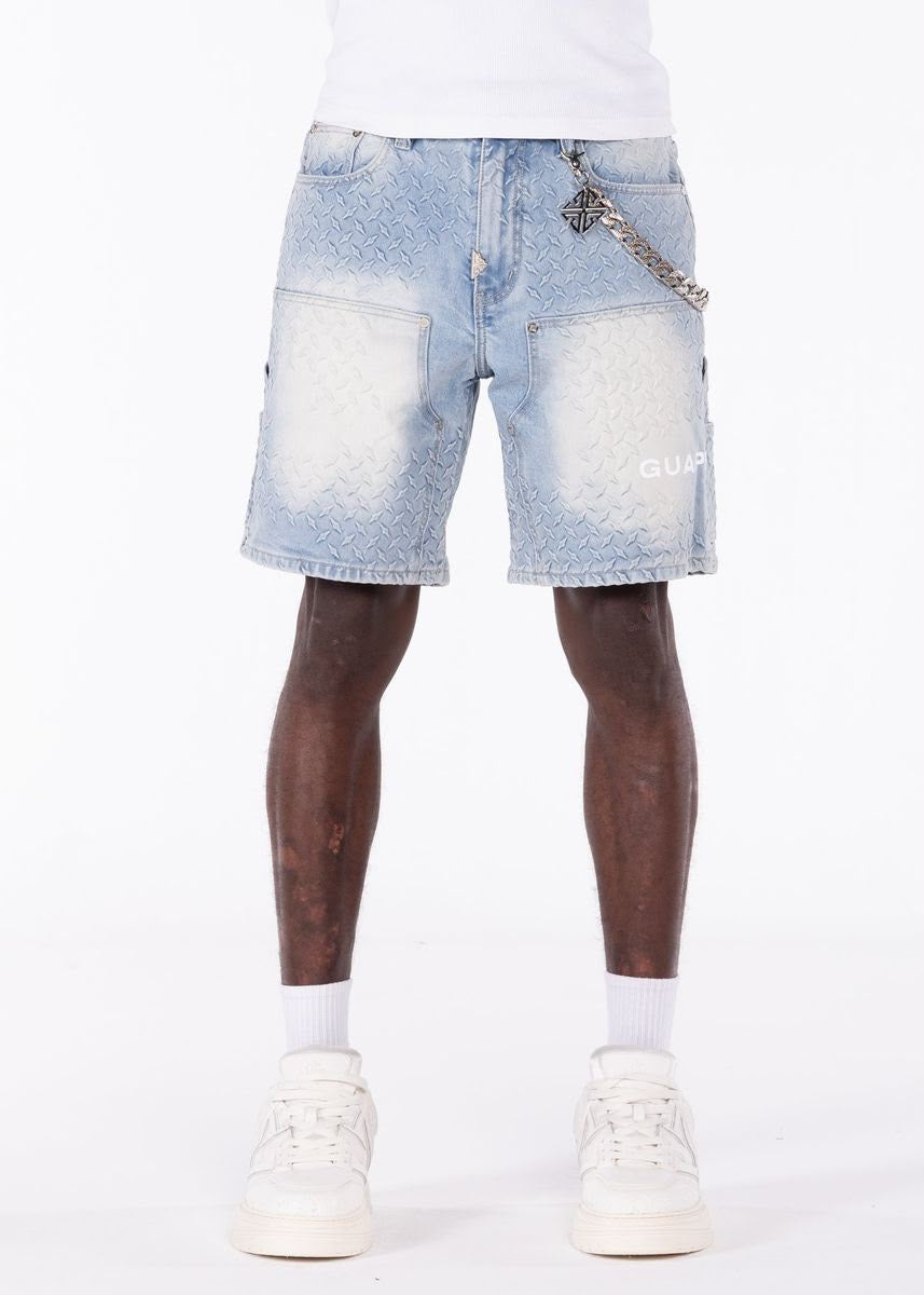 GUAPI Aqua Blue Steel Plate Carpenter Shorts