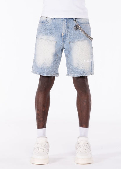 GUAPI Aqua Blue Steel Plate Carpenter Shorts