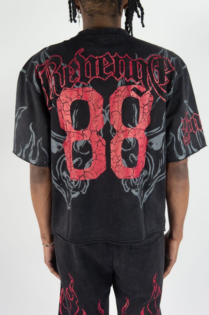 Rebel minds SAINT RHINESTONE CROP TEE