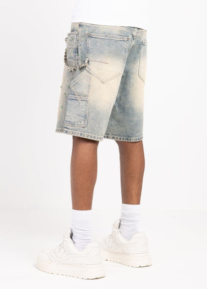 GUAPI EMERALD SPIDER DENIM SHORTS
