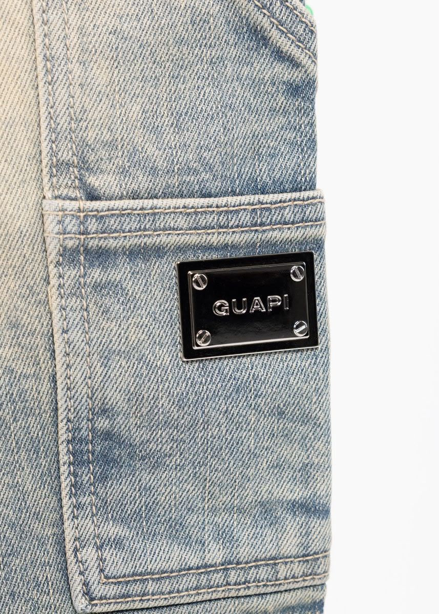 GUAPI EMERALD SPIDER DENIM SHORTS