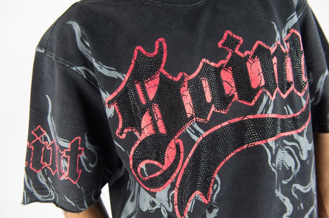 Rebel minds SAINT RHINESTONE CROP TEE