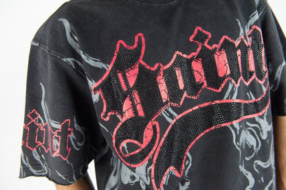 Rebel minds SAINT RHINESTONE CROP TEE