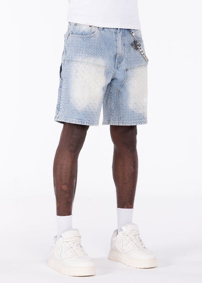 GUAPI Aqua Blue Steel Plate Carpenter Shorts
